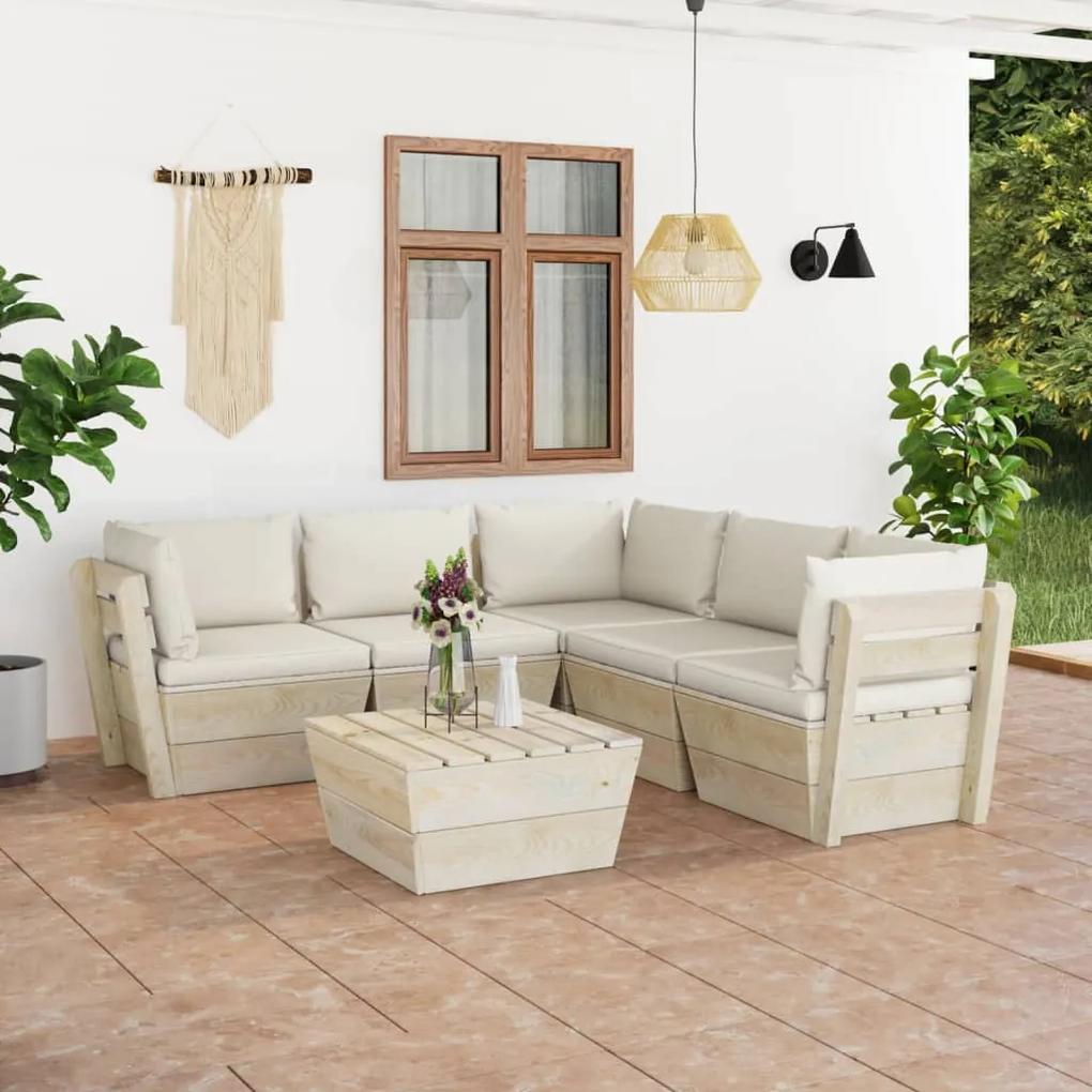 3063530 vidaXL Set mobilier grădină din paleți cu perne, 6 piese, lemn molid