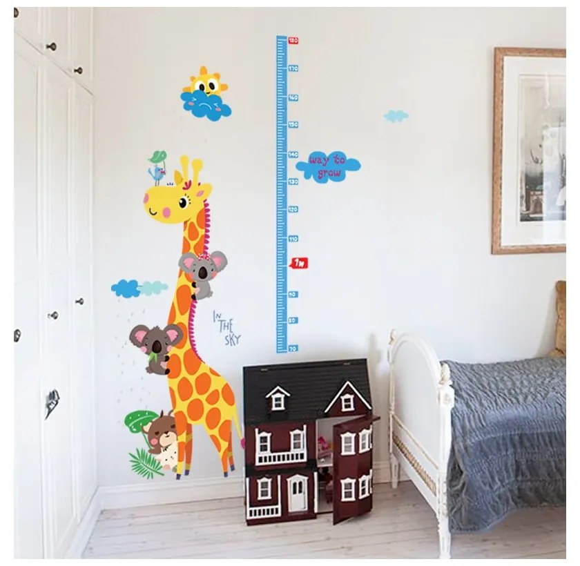 Autocolant pentru copii de tip metru pentru ușă/pentru perete 60x120 cm Giraffe &amp; Koalas – Ambiance
