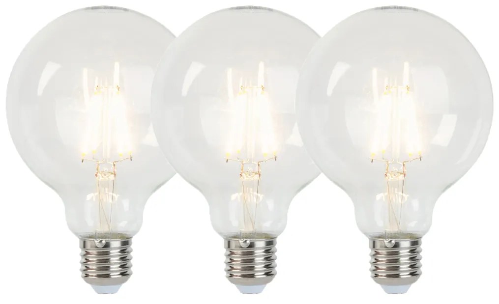 Set de 3 becuri LED cu dimmer E27 G95 5W 470lm 2700K