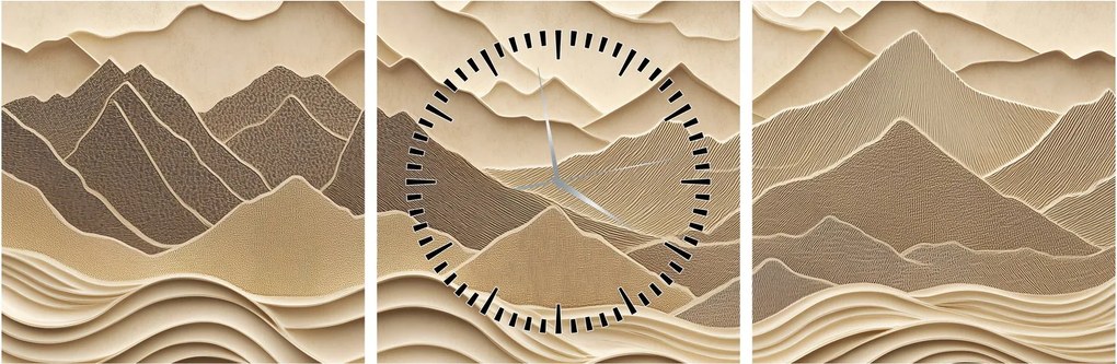 Tablou - Linii Montane 3D (cu ceas) (90x30 cm)