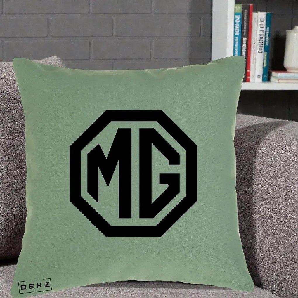 Perna Personalizata cu emblema MG, 40x40 cm, Verde, Husa Detasabila, Perna Inclusa, BEKZ®