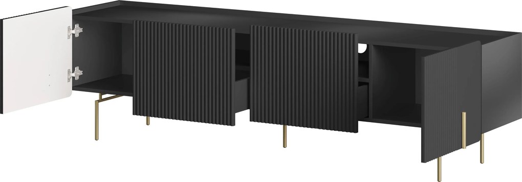 Dulap TV Malmi 200 cm - negru mat / picioare aurii