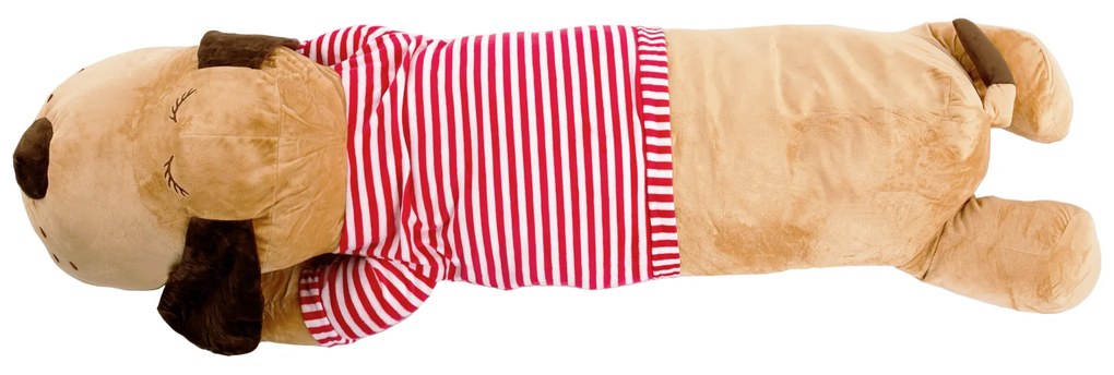 Câine de pluş, dungă maro / roşie, 140 cm, REXO TYP 3