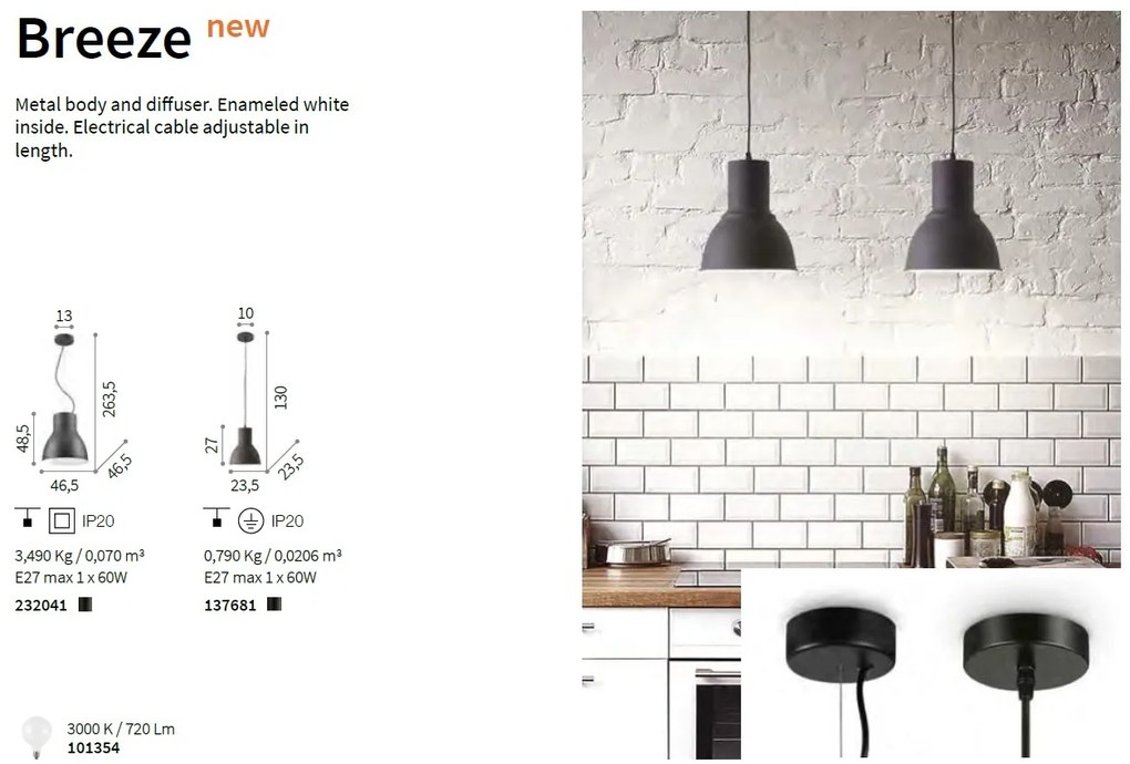 Pendul design industrial BREEZE SP1 BIG negru 232041 IDL