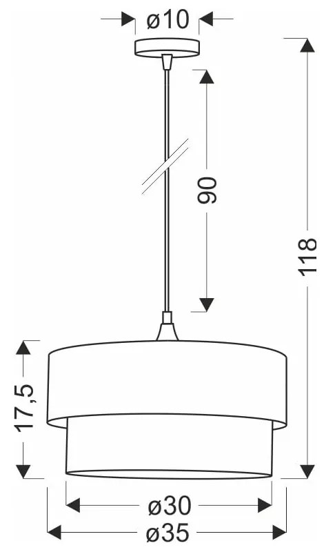 Lustră în culoarea petrolului-neagră cu abajur textil ø 35 cm Solanto – Candellux Lighting