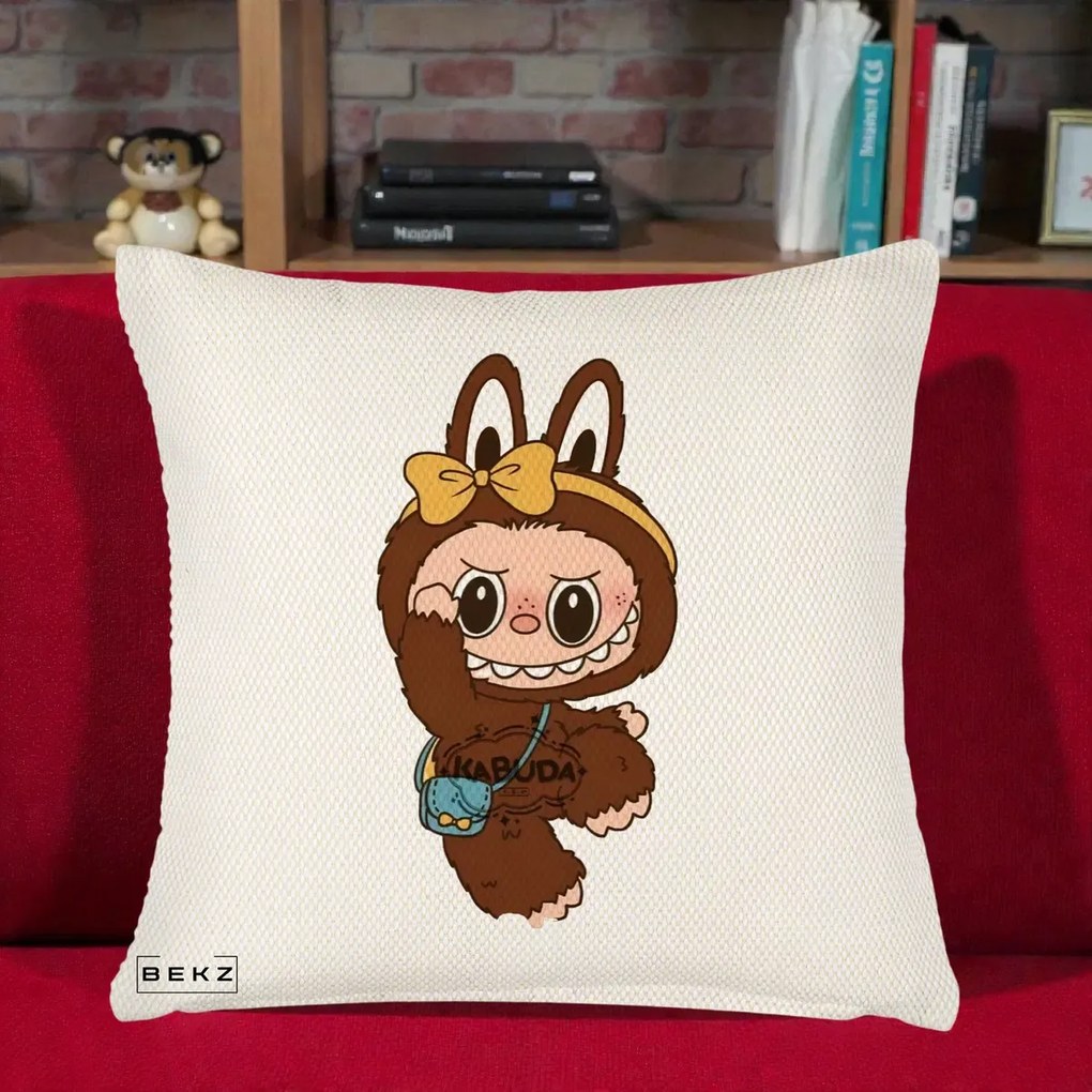 Perna Personalizata Kabuda Maro cu Funda Aurie, 40x40 cm, Crem Reliefat, Husa Detasabila, Perna Inclusa, BEKZ®