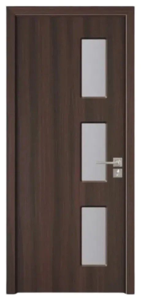 Usa Interior din MDF Novo Doors ND316, Cadru din Lemn Masiv, Geam Sablat, KIT COMPLET, Toc , Manere si balamale incluse (Culoare: Gri deschis, Toc: