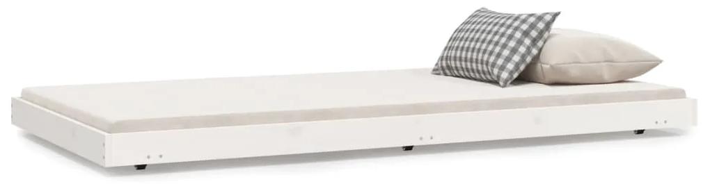 823495 vidaXL Cadru de pat, alb, 90x200 cm, lemn masiv de pin