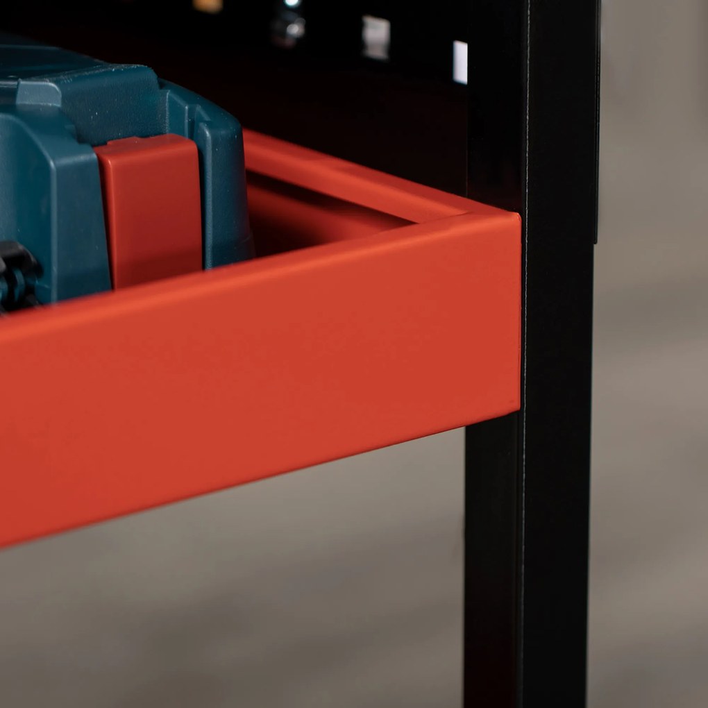 DURHAND Cărucior de atelier servante atelier cu 3 niveluri cu rafturi, plăci suspendate, încărcare până la 100 kg, roșu | Aosom Romania