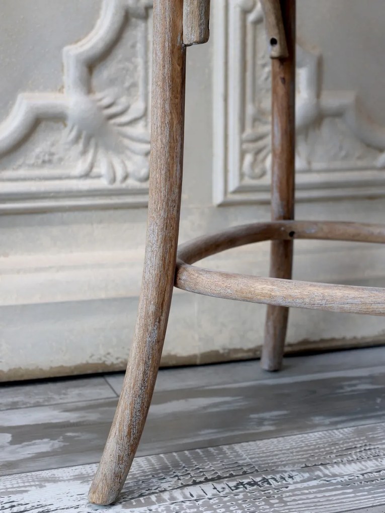 Scaun de bar, din lemn de cauciuc, rattan si rachita, cu aspect vintage, Old French