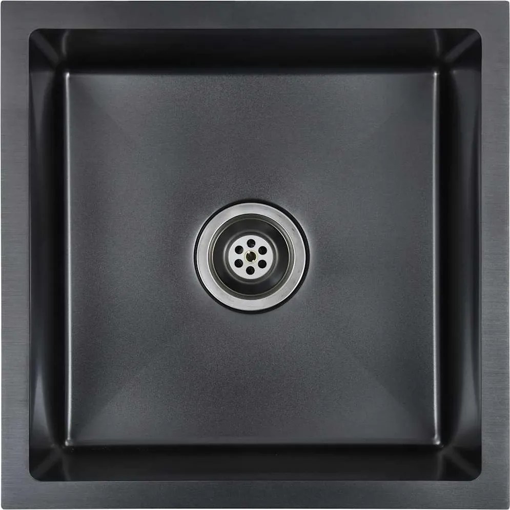 vidaXL Chiuvetă de bucătărie lucrată manual, negru, oțel inoxidabil