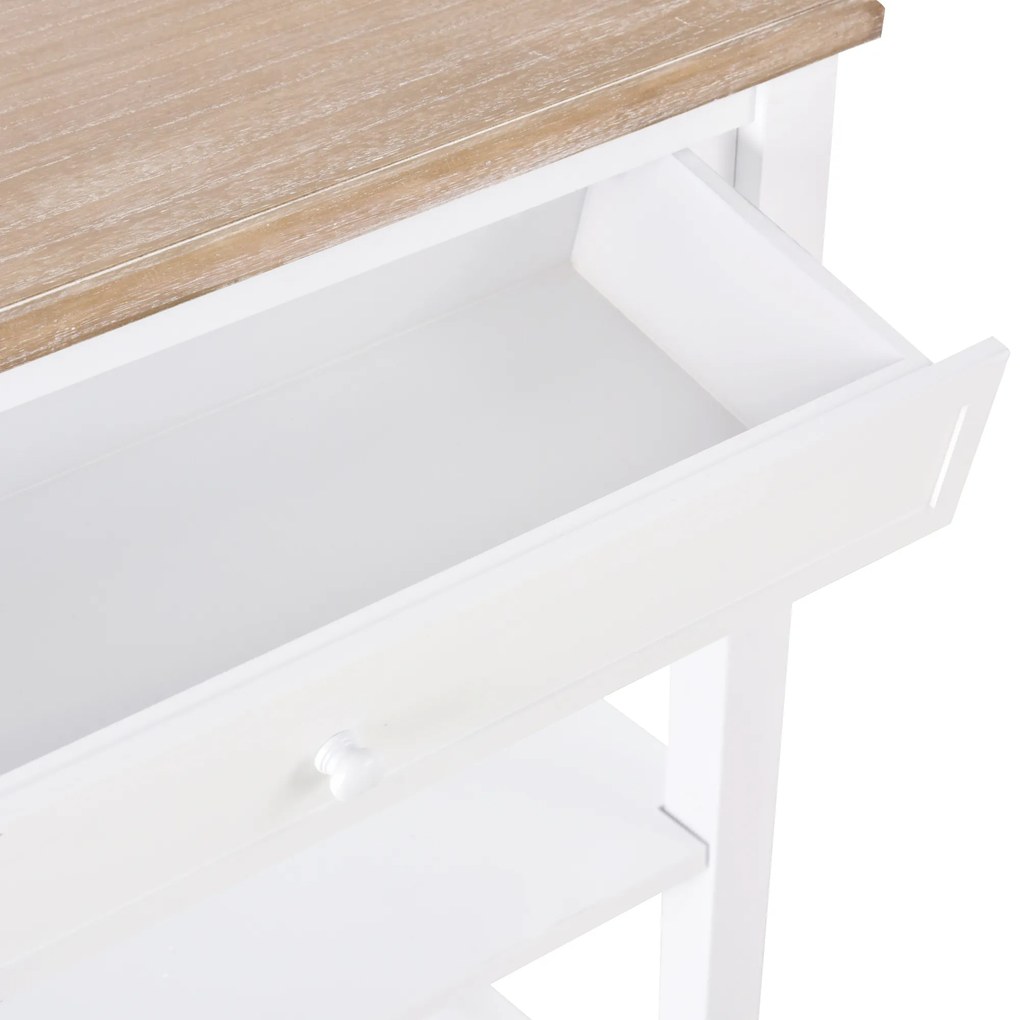 HOMCOM Masa multifunctionala pentru hol, cu sertar, lemn pin, 75.6x27.5x80.5cm, alb | Aosom Romania