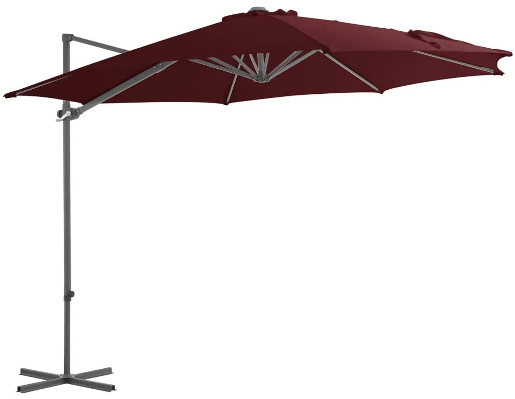 vidaXL Umbrelă în consolă cu stâlp din oțel, roșu bordo, 300 cm