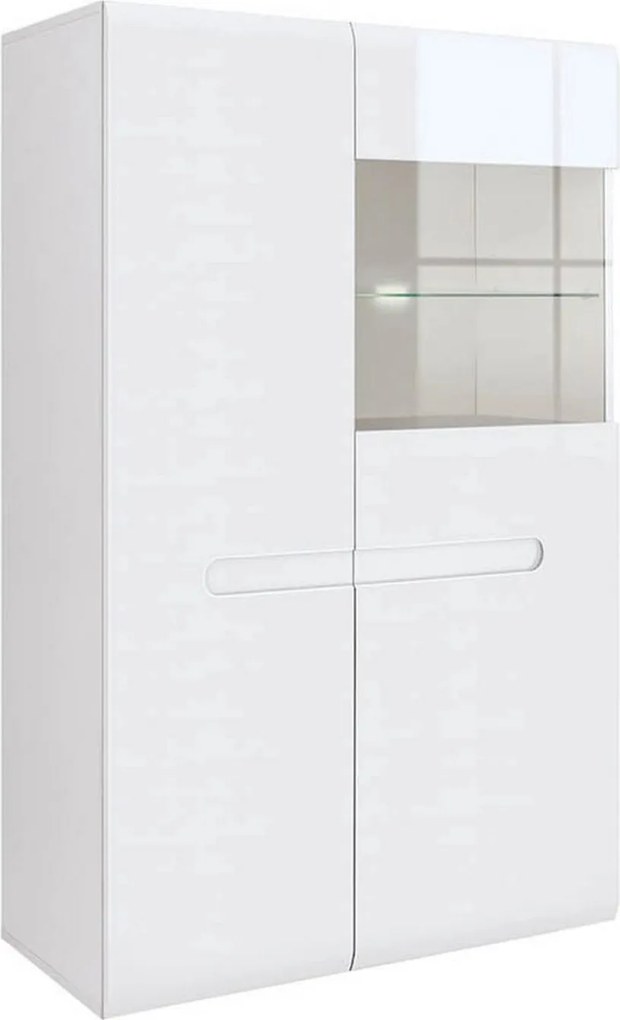 Vitrina AZTECA TRIO, alb, PAL/sticla, cu iluminare LED, 90x41x145 cm