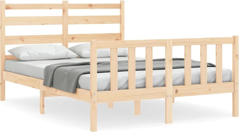 vidaXL Cadru de pat fără saltea, 140x190 cm, lemn masiv de pin