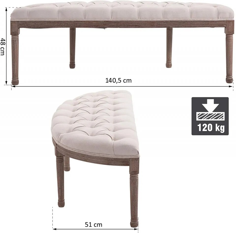 BAM218 - Bancuta 140 cm, Canapea, fotoliu, sofa, bancheta, banca living, dormitor, hol - Crem