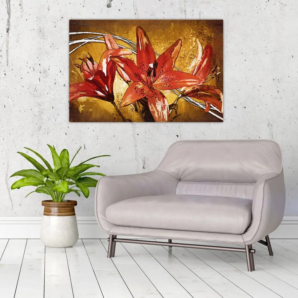 Tablou cu flori de crini (90x60 cm)