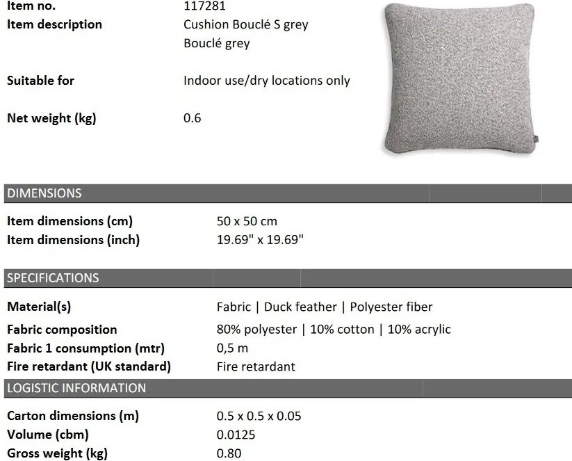 Perna decorativa LUX Boucle S, Boucle grey