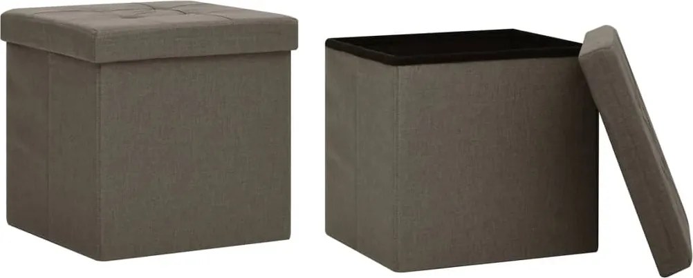 vidaXL Taburete de depozitare pliabile 2 buc. maro imitație pânză