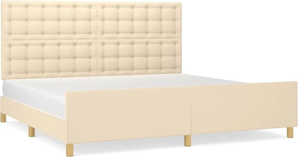 vidaXL Cadru de pat fără saltea, crem, 200x200 cm, textil