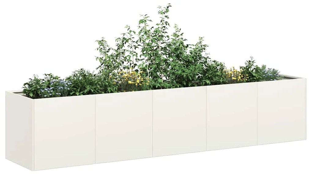 vidaXL Jardinier alb 200x40x40 cm Oțel laminat la rece