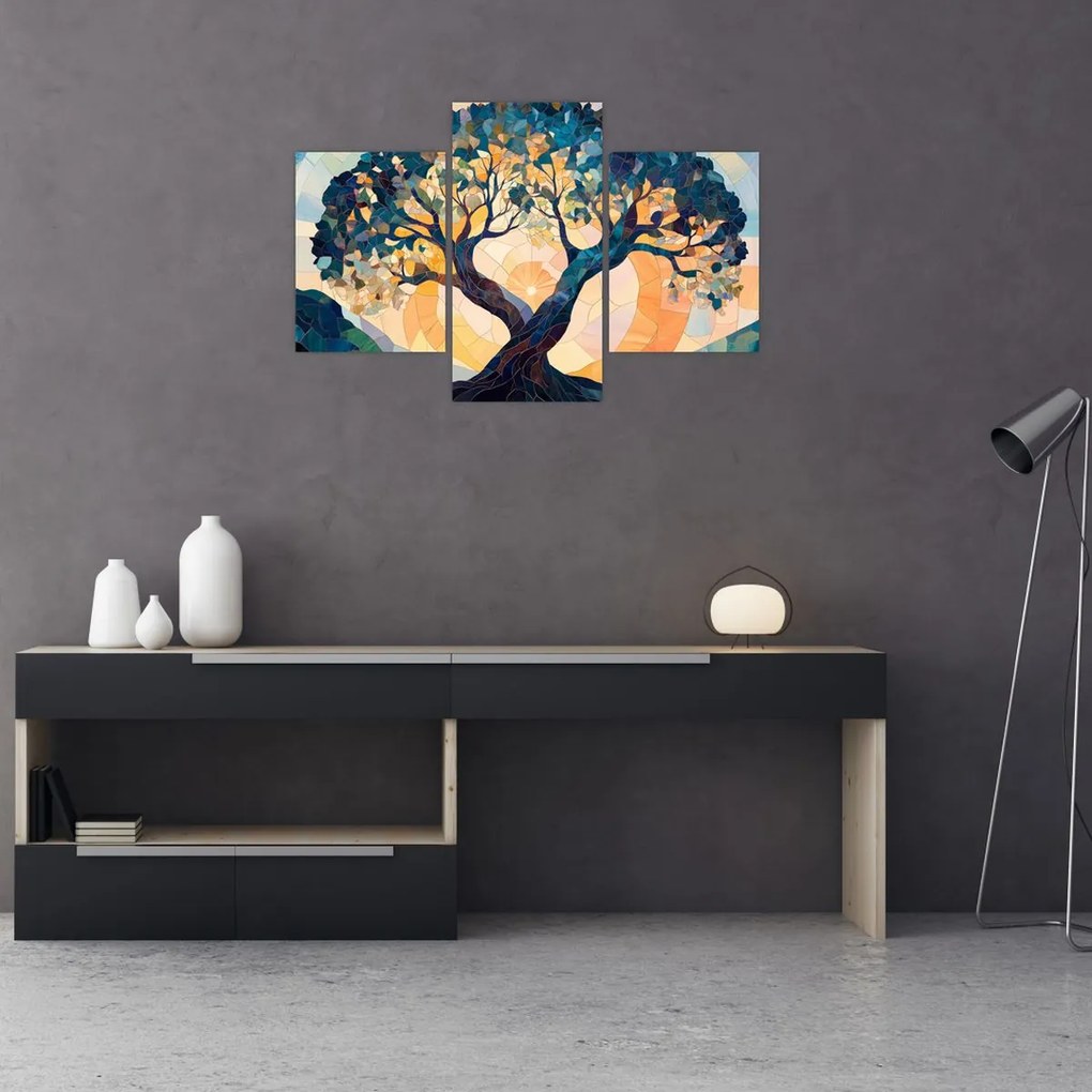 Tablou – Mozaic – soare și arbore II. (90x60 cm)