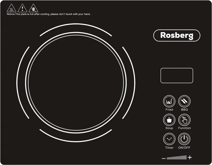Plita cu infrarosu Rosberg R51445P, 2200 W, 28 x 36 cm, 11 trepte temperatura, Afisaj LED, Negru