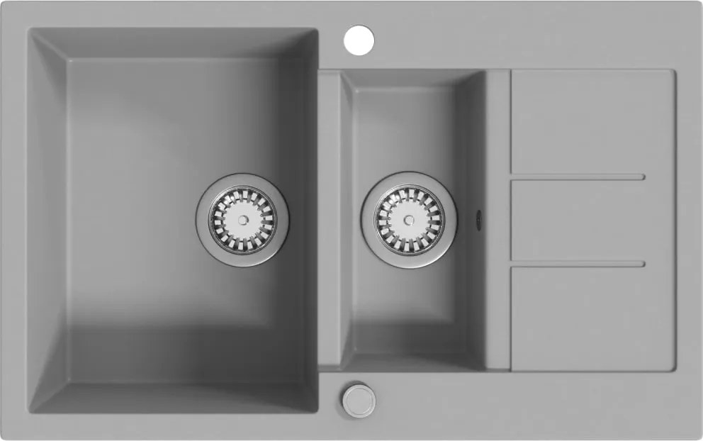vidaXL Chiuvetă de bucătărie din granit cu două cuve, gri