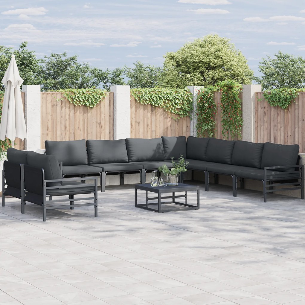 vidaXL Set de canapele pentru grădină 9 pcs Antracit Oțel
