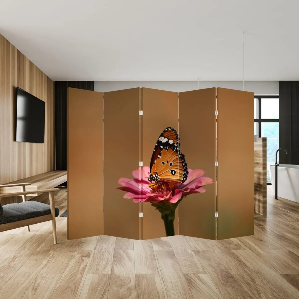 Paravan - Fluture pe floare (210x170 cm)