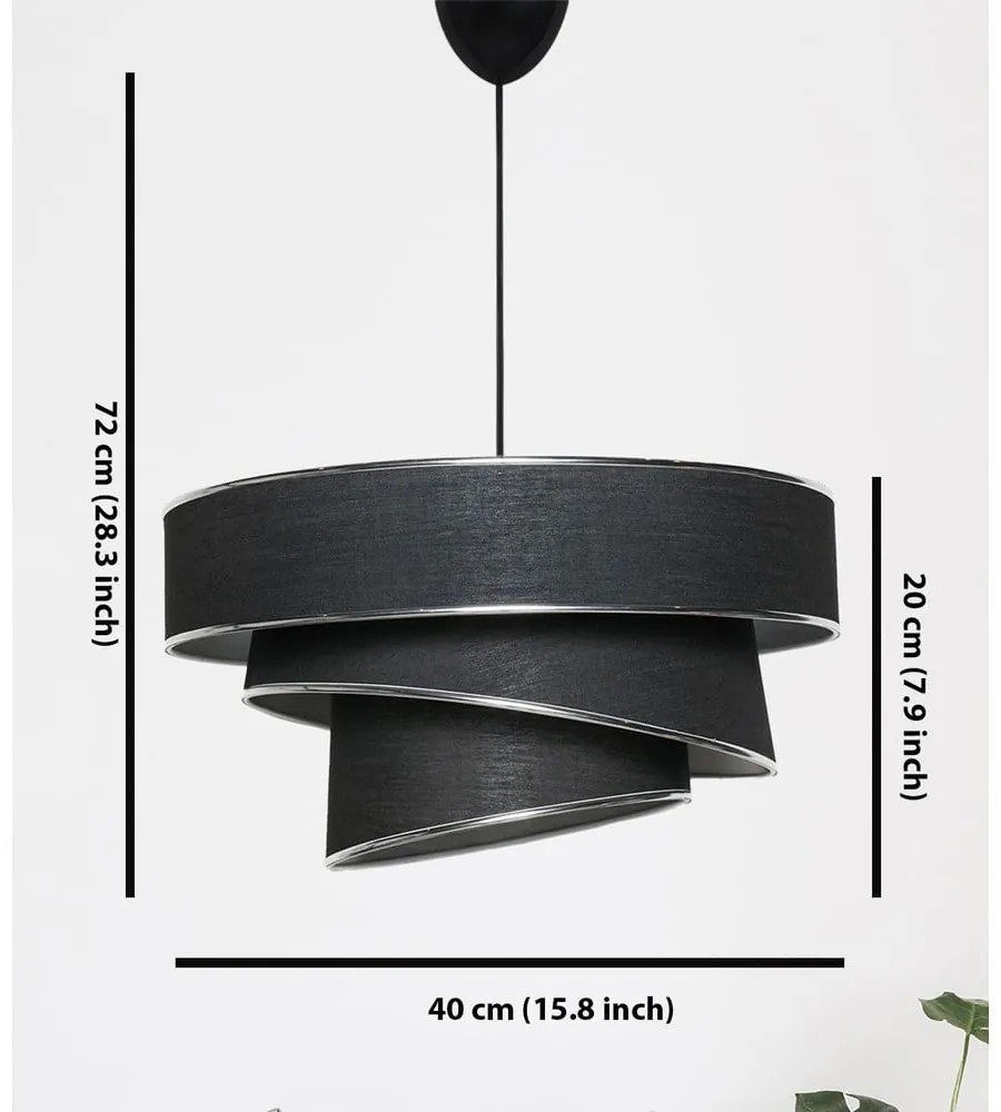 Lustră neagră/argintie cu abajur textil ø 40 cm Couper – Opviq lights