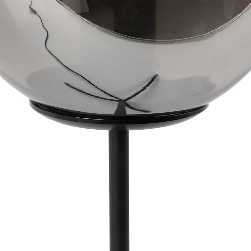 Lampă de masă Art Deco neagră cu sticlă fumurie 45,5 cm - Pallon