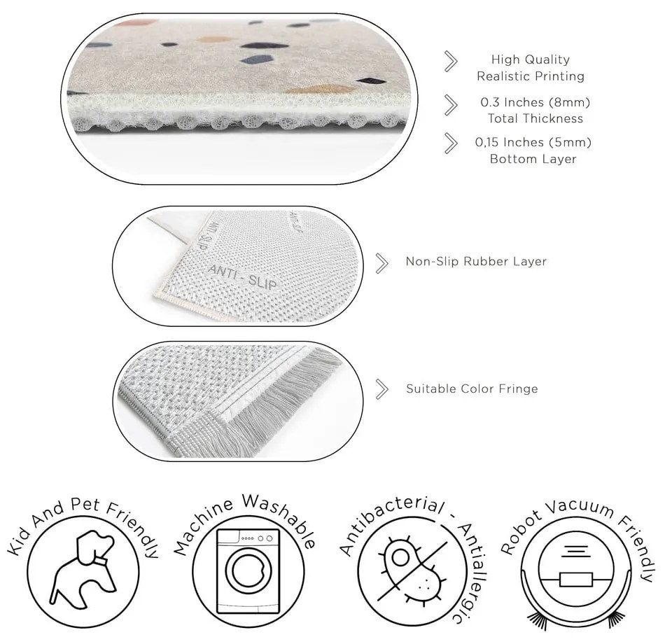 Covor crem lavabil 80x150 cm Cracked Terrazzo – Mila Home