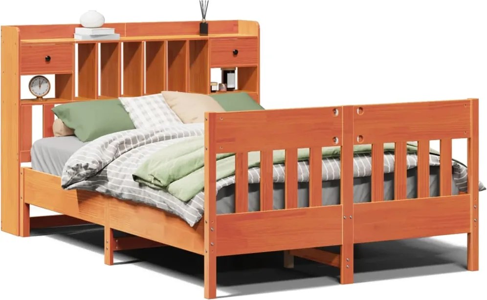 vidaXL Cadru de pat fără saltea, maro ceruit 140x200 cm lemn masiv pin