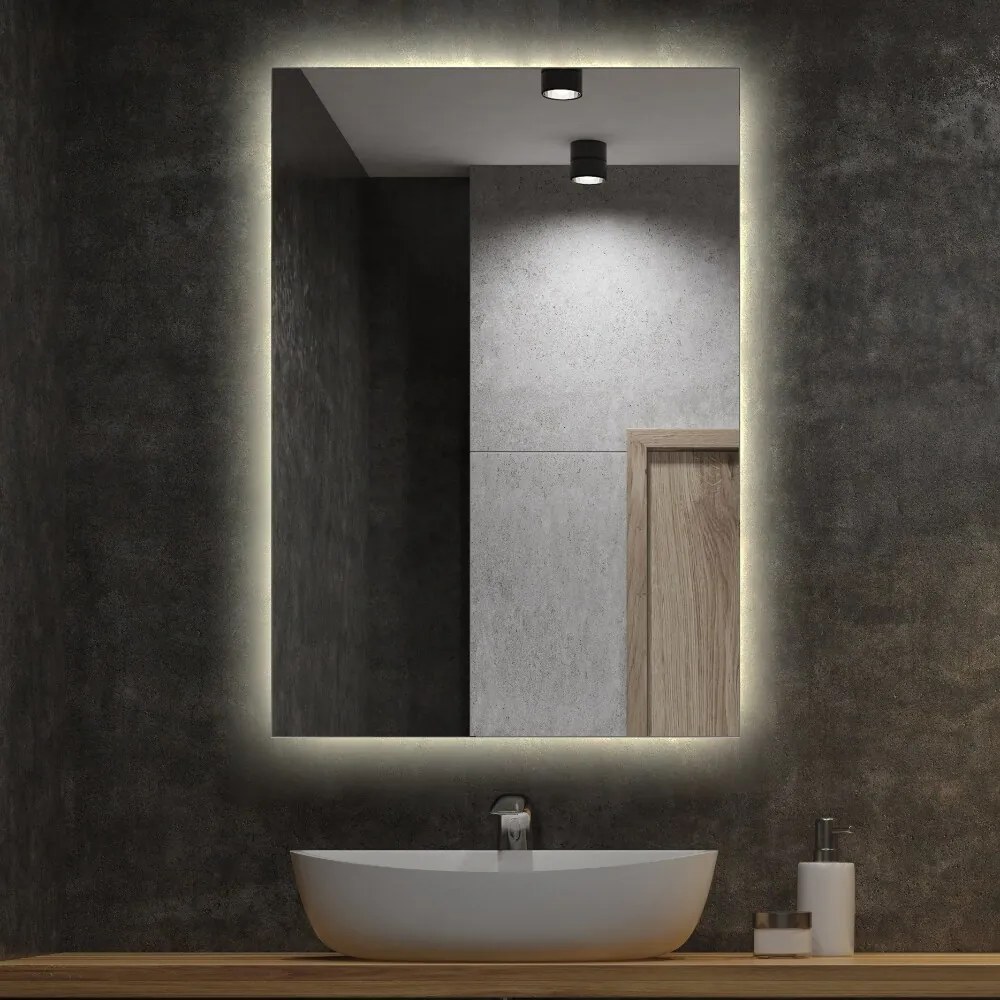 Oglinda dreptunghiulara pentru baie cu led 70x50 cm Alb cald (3000K)