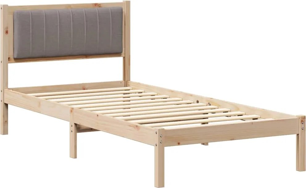 vidaXL Cadru de pat cu tăblie tapițată Gri taupe 90 x 200 cm