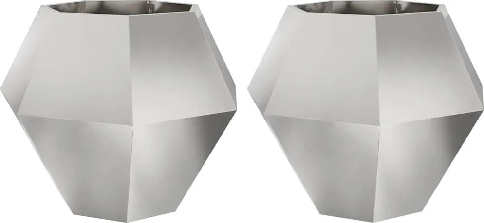 vidaXL Jardinieră 2 pcs Argintiu 100 x 100 x 80 cm Oţel inoxidabil
