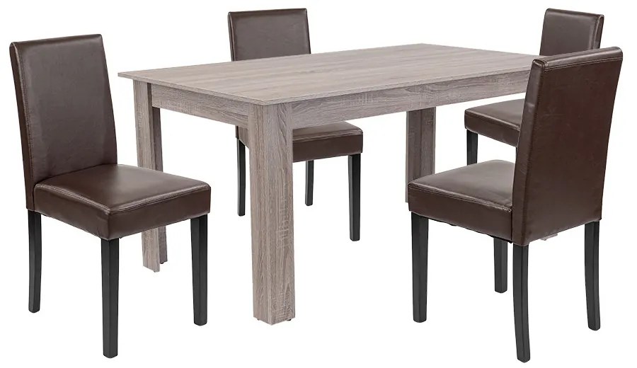 Set de masă Leon 4+1 stejar York-maro