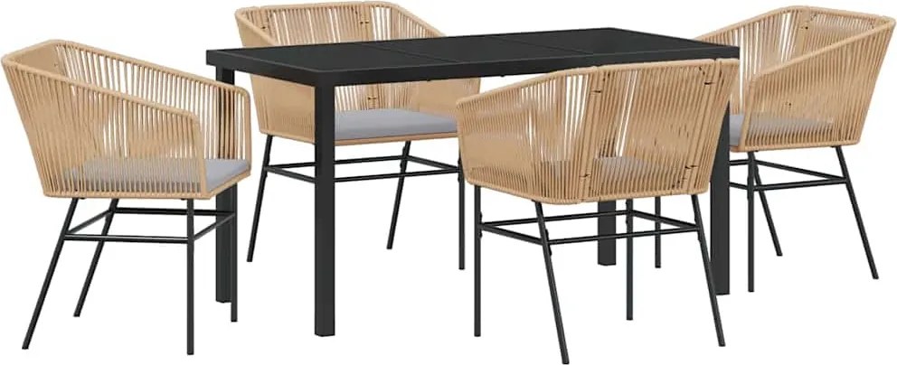 vidaXL Set de masă pentru grădină 5 pcs Maro Oțel vopsit electrostatic