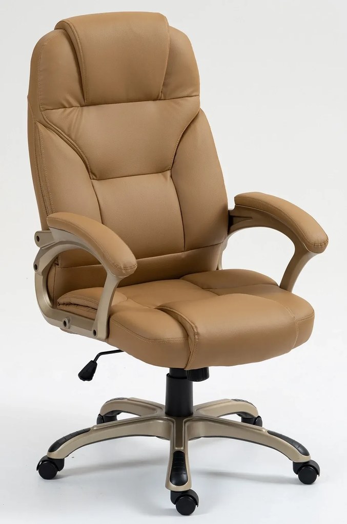 DESMOND Scaun directorial, recliner, pivotant, inaltime reglabila, rezistent 150 kg, piele PU, Maro