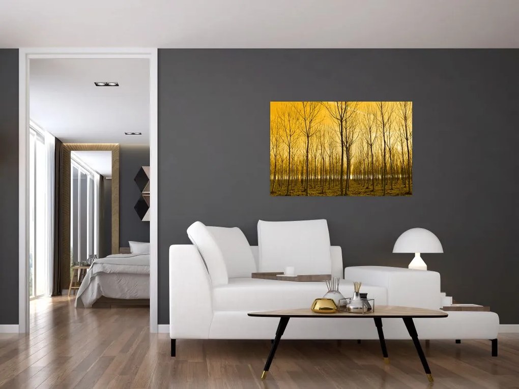 Tablou cu pădure în apus de soare (90x60 cm)