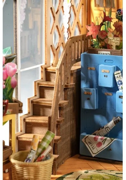 Suport de cărți LED Robotime puzzle 3D alee cu cireși japonezi 2xAAA