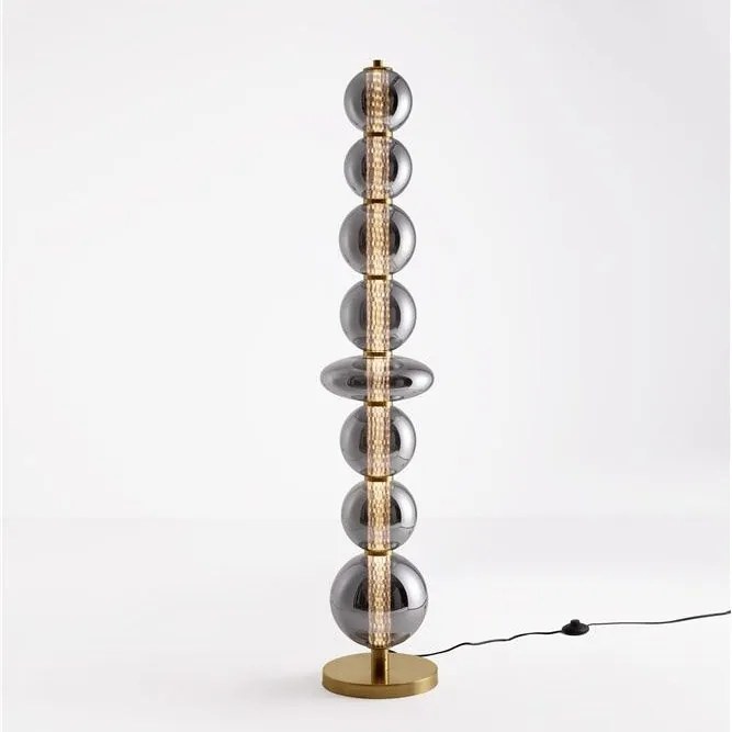 Lampadar LED modern, Metal, Auriu, Sticla, Fumurie, modern NAVI