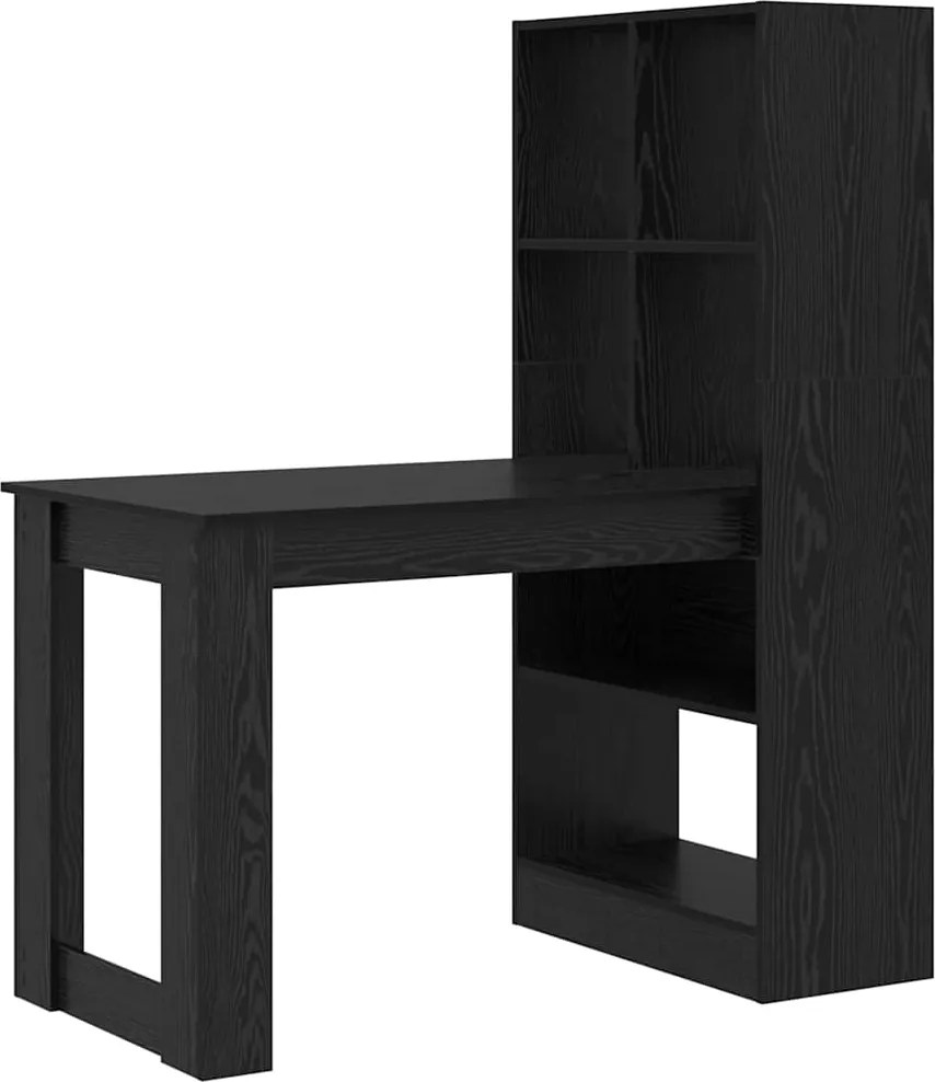 vidaXL Birou cu raft Stejar Negru 122 x 67 x 145 cm Lemn compozit