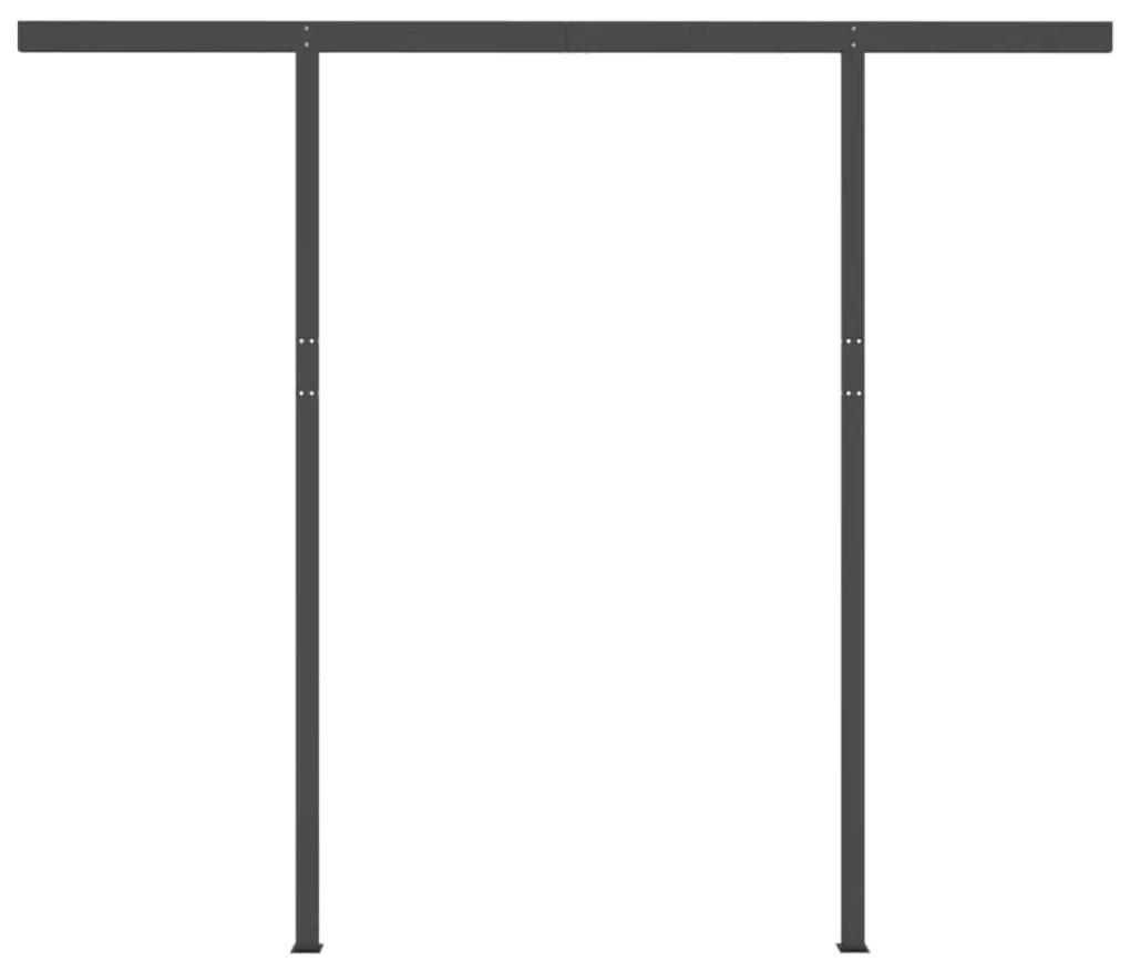 Copertina retractabila manual cu stalpi, galben  alb, 3x2,5 m Galben si alb, 3 x 2.5 m