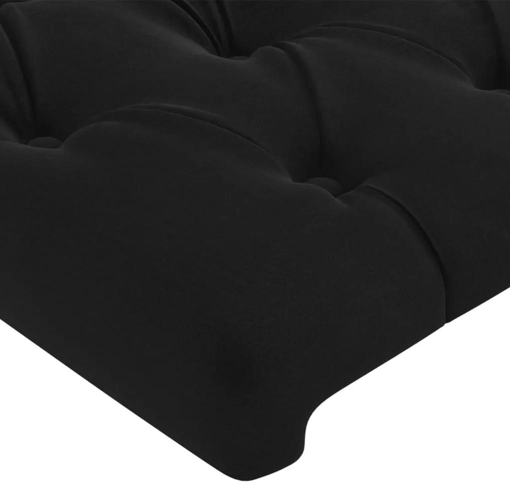 Cadru de pat cu tablie, negru, 160x200 cm, catifea Negru, 160 x 200 cm, Design cu nasturi