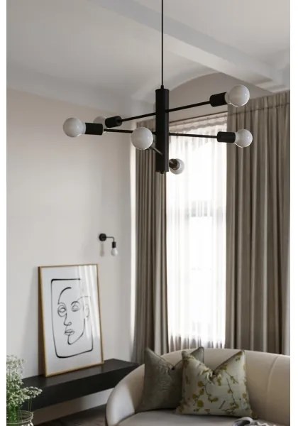Lustră pe cablu DUOMO 6 6xE27/60W/230V negru