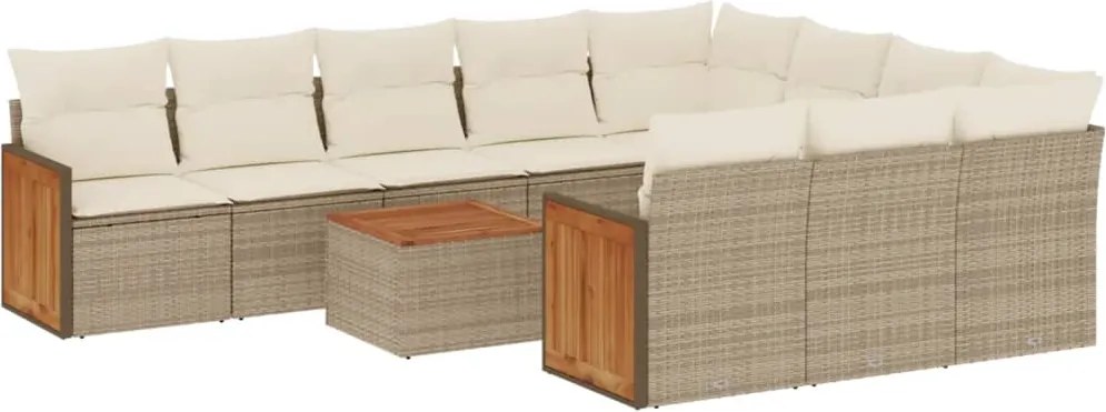 vidaXL Set canapele de grădină cu perne, 11 piese, bej, poliratan