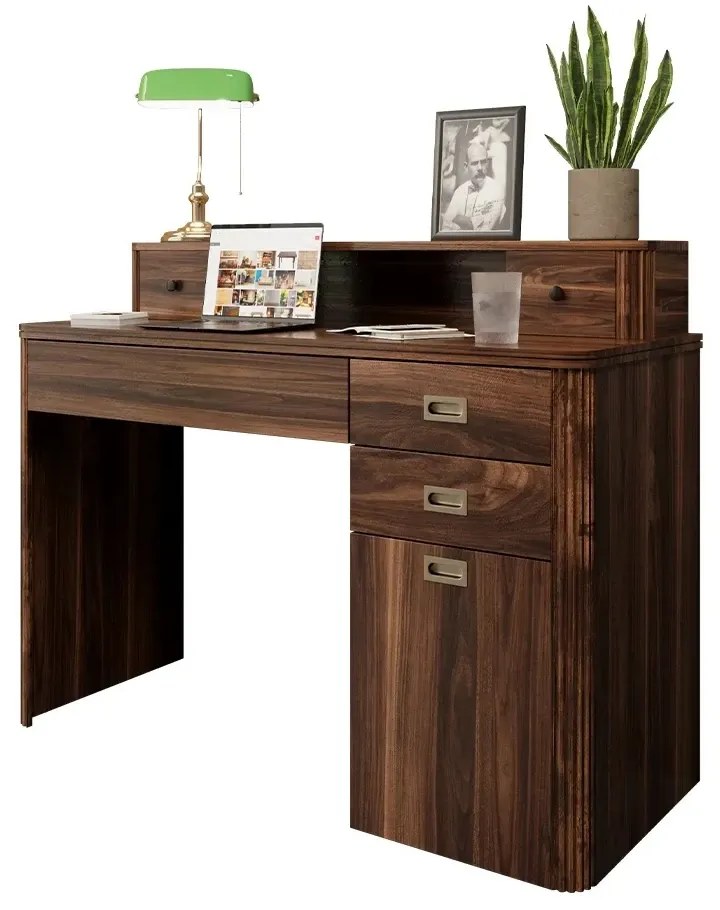 BIM2 - Masa de birou , 120 cm, home office cu 5 sertare - Maro