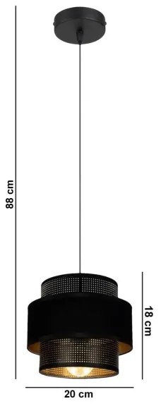 Lustră pe cablu NESS 1xE27/60W/230V neagră